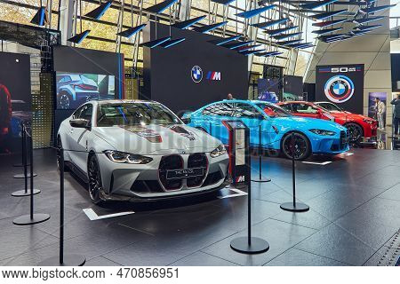 Munich, Germany - October 12th 2022 - Bmw Welt, View Of The Bmw M4 Csl, M3 And M2.