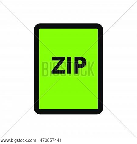Zip File Icon Line Isolated On White Background. Black Flat Thin Icon On Modern Outline Style. Linea