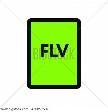 Flv File Icon Line Isolated On White Background. Black Flat Thin Icon On Modern Outline Style. Linea