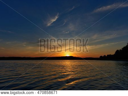 Sunset Sea Water Sky Mecklenburg-west Pomerania Dabelow Outdoor Nature