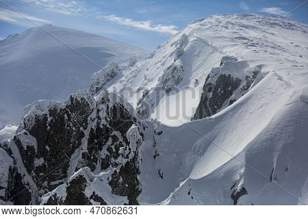 Skiing, Skier, Freeski - Freeride, Man Snowboarding Downhill, Winter Freeride Extreme Sport