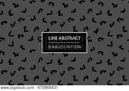 Short Squiggly Wiggly Black Lines Seamless Repeat Vector Swatch Pattern Dark Background