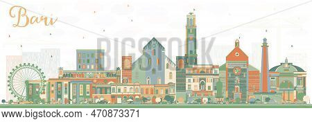 Bari Italy City Skyline With Color Buildings. Vector Illustration. Business Travel And Tourism Conce
