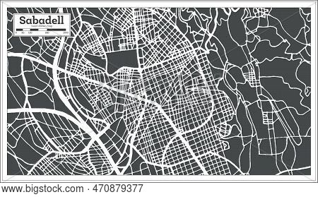 Sabadell Spain City Map In Retro Style. Outline Map. Vector Illustration.