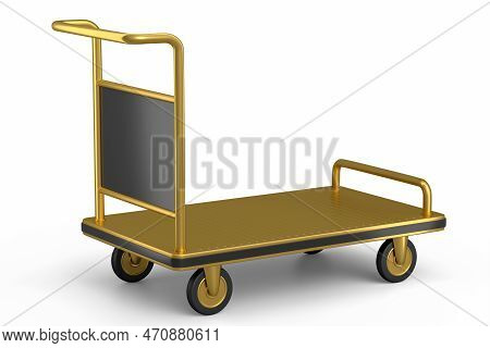 Airport Luggage Cart Or Baggage Trolley Side On White Background