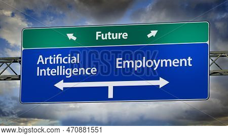 Metaphorical Road Sign Indicating Modern Moral Socio Technological Dilemma