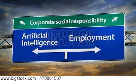 Metaphorical Road Sign Indicating Modern Moral Socio Technological Dilemma
