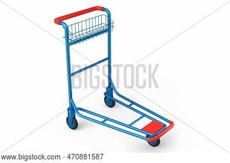 Airport Luggage Cart Or Baggage Trolley Side On White Background
