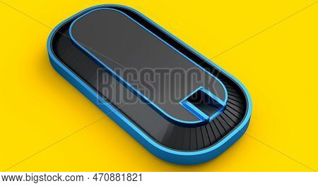 Airport Luggage Conveyor Belt From Baggage Claim Area On Yellow Background.