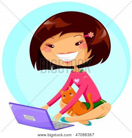 chica con laptop