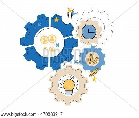 Mechanism Gears For Business Solution, Efficient Work And Business Strategy Concept. Boost Workflow 