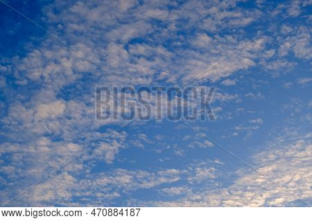 Beautiful Cirrus Clouds Against The Blue Sky, Pattern Of Clouds In The Blue Sky, Blue Sky With Cloud