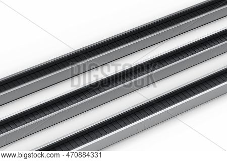 Airport Luggage Conveyor Belt From Baggage Claim Area On White Background.