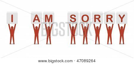 Мужчин, занимающих фразу я извиняюсь. Концепция 3D Иллюстрация.