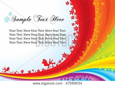 Vintage arcobaleno invito template design con uccelli