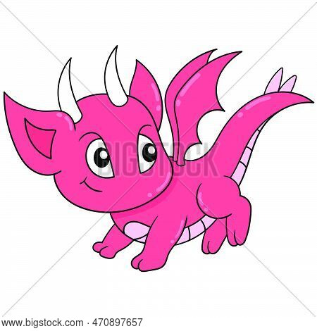 The Red Dragon Child Is Playing, Vector Illustration Art. Doodle Icon Image Kawaii.
