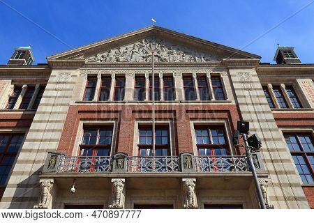 Amsterdam Stock Exchange Building At Beursplein Square. Netherlands Financial Institution.