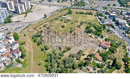 Aerial View Of Izmir Smyrna Mound. High Quality Photo