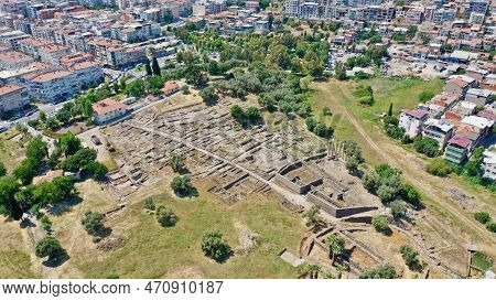 Aerial View Of Izmir Smyrna Mound. High Quality Photo