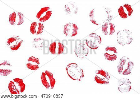 Three Red Hearts View Flatlay On Pink Background