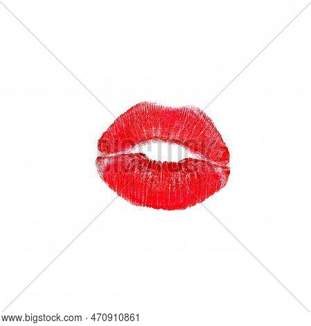 Red Sexy Lip In Lipstick Print Isolate