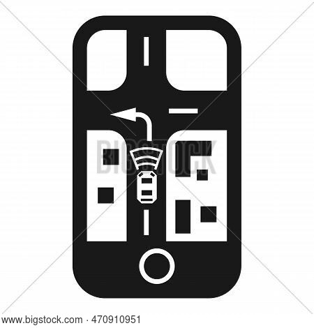 Smartphone Autopilot Car Tracking Icon. Simple Illustration Of Smartphone Autopilot Car Tracking Ico