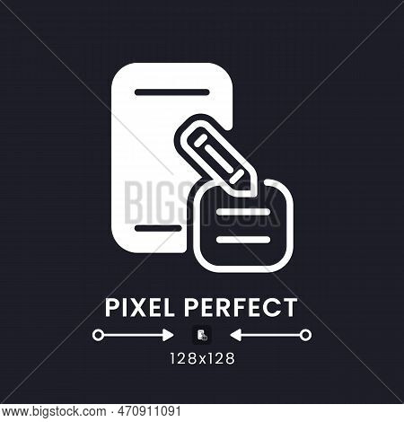 Note Taking Apps White Solid Desktop Icon. Digital Tool. Business Productivity. Pixel Perfect 128x12