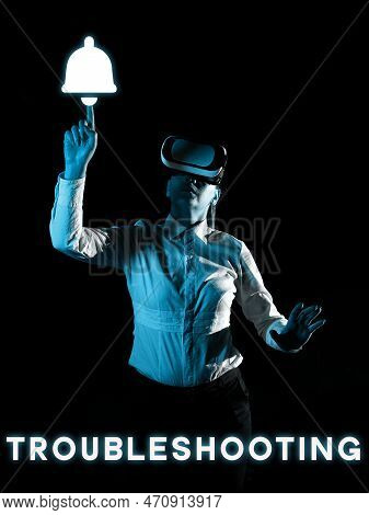 Hand Writing Sign Troubleshooting. Concept Meaning An Act Of Investigating Or Dealing With In The Pr