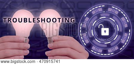 Conceptual Display Troubleshooting. Business Approach An Act Of Investigating Or Dealing With In The