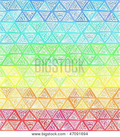 Ornate hand-drawn rainbow triangles vector