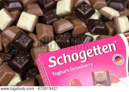 Kyiv, Ukraine - May 4, 2022 Schogetten Chocolate. Chocolate Goods Produced By Ludwig Schokolade Gmbh