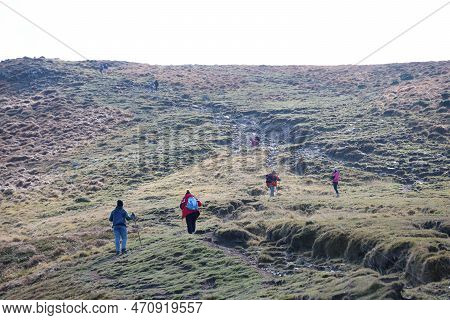 Carpathian Mountains, Ukraine - October 8, 2022 Mount Hoverla. Carpathians In Ukraine In Autumn. Tou