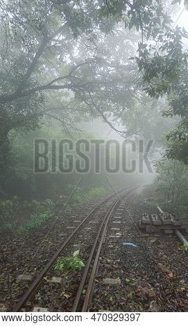 Toy Train Track In Matheran In Rainy Season