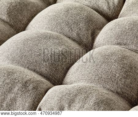 Closeup Of Soft Chair Cushion Of Natural Gray Fabric