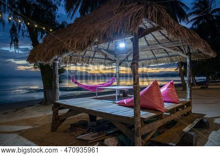 A Bar And Palmtree At The Bo Thong Lang Bay And Beach At The Town Of Bang Saphan In The Province Of 