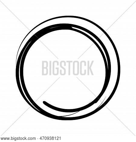 Hand Drawn Scribble Circles Set. Doodle Circular Logo Design Elements. Pencil Or Pen Graffiti Bubble
