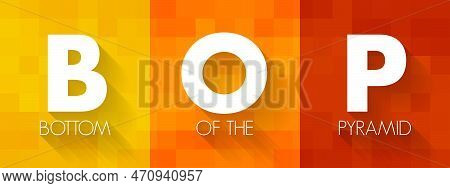 Bop Bottom Of The Pyramid - The Largest, But Poorest Socio-economic Group, Acronym Text Concept Back