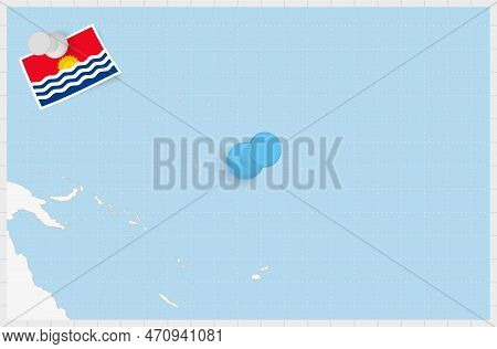 Map Of Kiribati With A Pinned Blue Pin. Pinned Flag Of Kiribati, Vector Illustration.