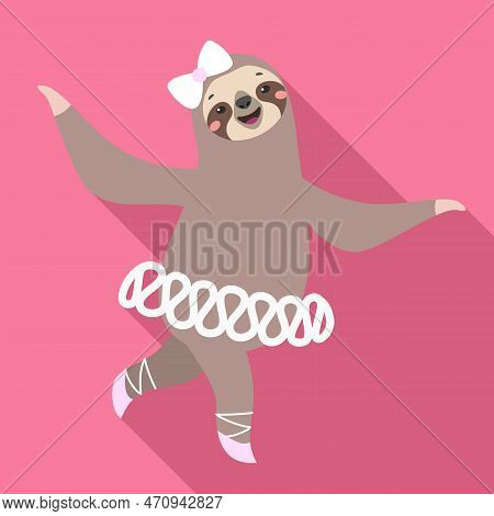 Sloth Balerine Icon. Flat Illustration Of Sloth Balerine Icon For Web Design