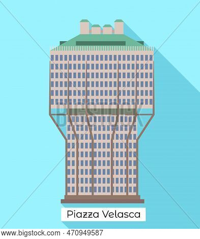 Milan Piazza Velasca Icon. Flat Illustration Of Milan Piazza Velasca Icon For Web Design