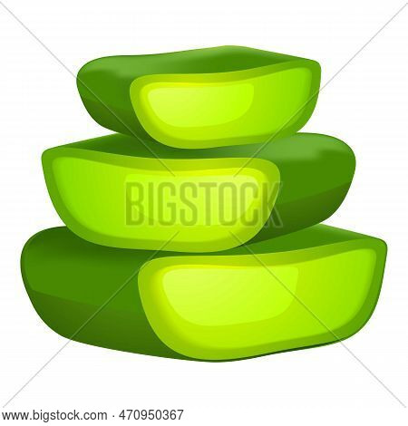 Cutted Aloe Leaf Icon. Cartoon Of Cutted Aloe Leaf Icon For Web Design Isolated On White Background