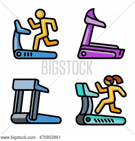 Treadmill Icons Set. Outline Set Of Treadmill Icons For Web Design Isolated On White Background