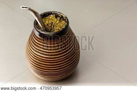 Yerba Mate Matero. Sout America Popular Hot Drink. Couple Drinking Healthy Herbal Beverage
