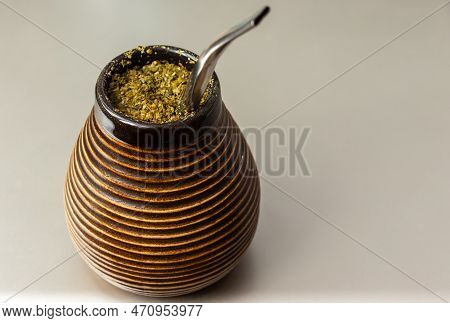Yerba Mate Matero. Sout America Popular Hot Drink. Couple Drinking Healthy Herbal Beverage
