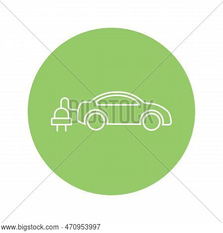 Electric Car Icon Vector Line Colored Eps 10. Eco Friendly Electro Auto Illustration. Green Vehicle 