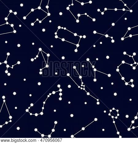 Constellation Pattern. Cartoon Illustration Of Constellation Pattern For Web Design