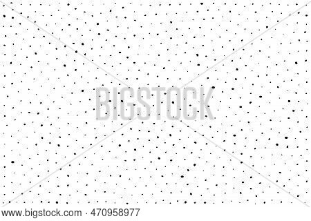 Randomly Dotted Background, Black Patchy Dots On White, Vector Illustration