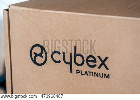 Novi Sad, Serbia - 15 January, 2023: Logo Of Cybex Platinum Brand. Cybex Is German Baby Stroller Pro