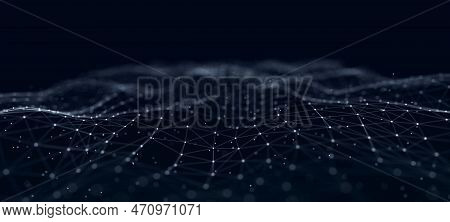 Technological Background With Interweaving Of Lines And Dots. Network Connection Structure. Digital 