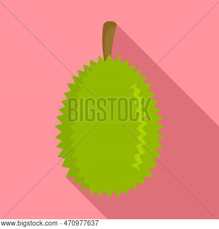 Whole Durian Icon. Flat Illustration Of Whole Durian Icon For Web Design
